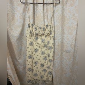 white/cream blue floral dress